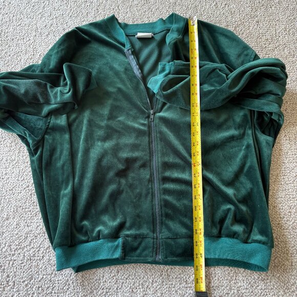 Vintage International Male Velour Jacket | Size M | Green Zip-Up | Retro Y2K - Picture 7 of 8